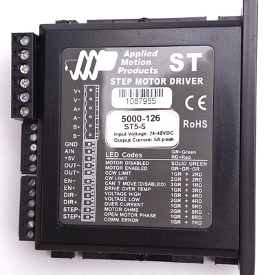 Used Applied Motion ST5-S Step Motor Driver, 24-48VDC In, 5A Peak, SCL RS-232