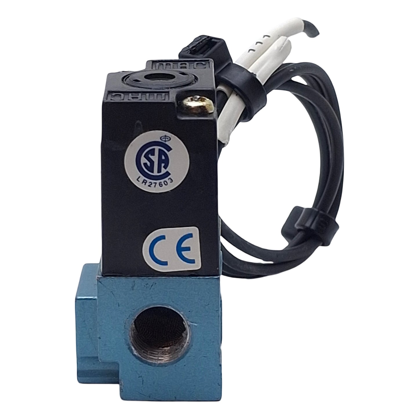 Used MAC 35A-AAA-DAAA-1BA Solenoid Valve, 3-Way, 1/8in NPT, 120psi, 110/120VAC Coil