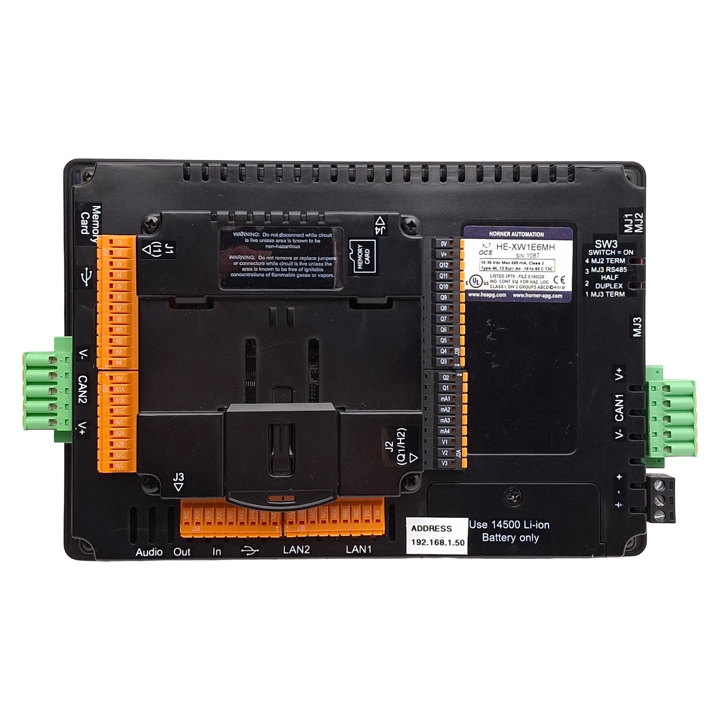 Used Horner HE-XW1E6MH XL7 OCS Touchscreen HMI, 7in TFT 800x480 Display, 10-30VDC