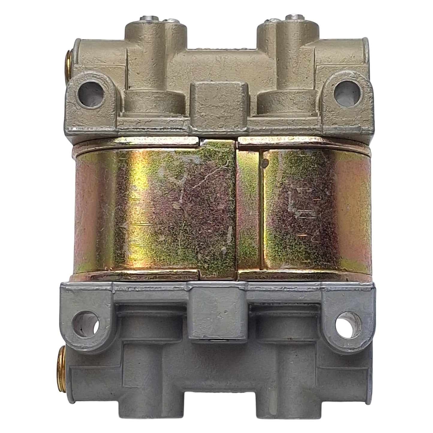 Used Parker V935LEH2100 Skinner Solenoid Valve, 4-Way, 1/4in NPT, 100psi, 120VAC Coil