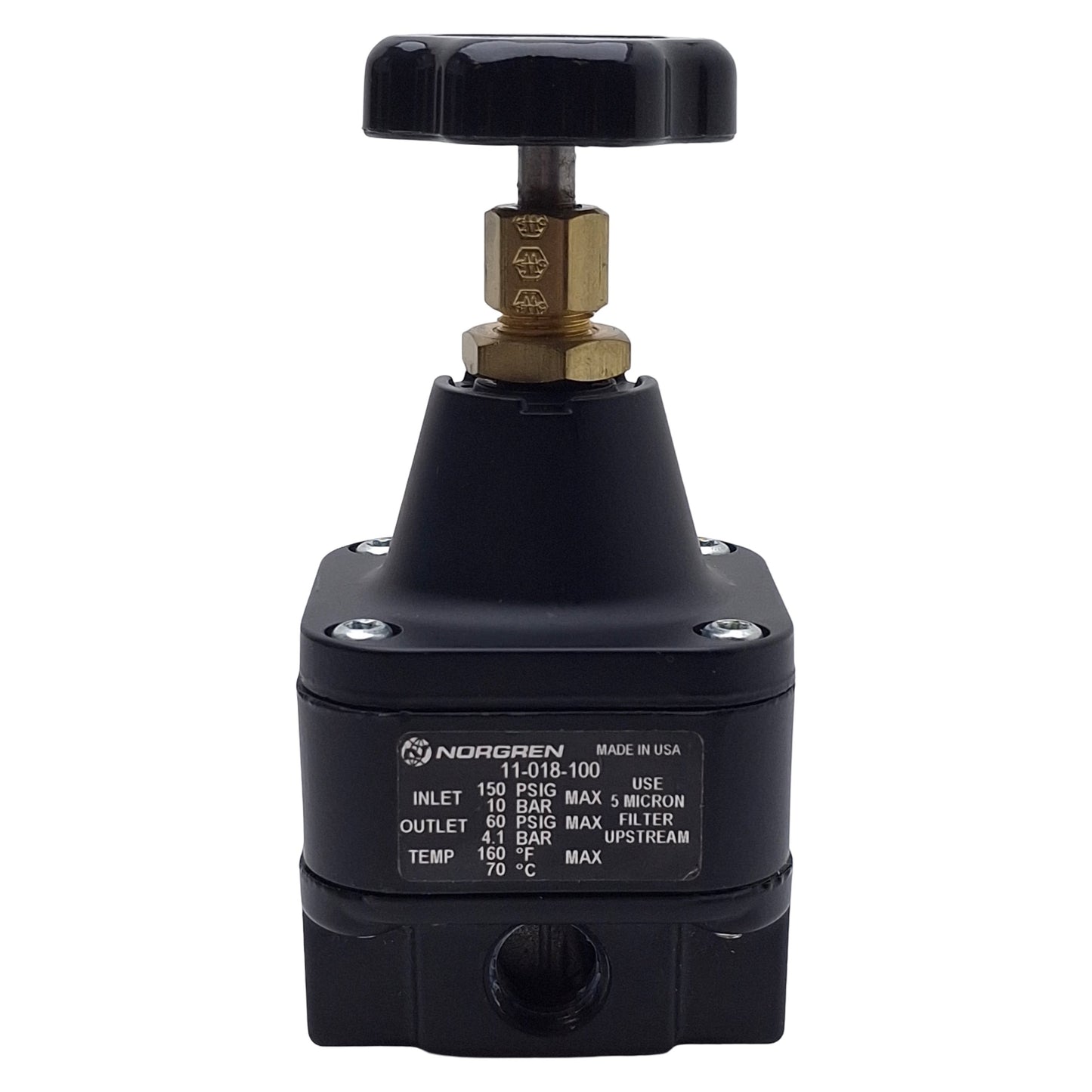 Used Norgren 11-018-100 Precision Pressure Regulator, 1/4in PTF, 150psi In, 60psi Set