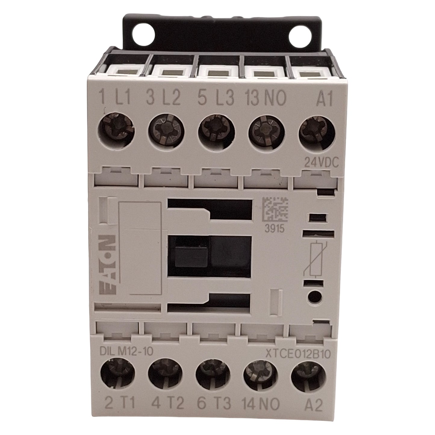 Used Eaton XTCE012B10TD IEC Contactor, 3NO+1NO, 12A, 10HP @ 3Ø 600VAC, 24VDC Coil