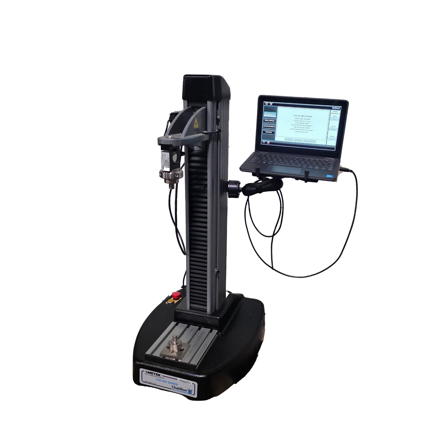 Used Chatillon CS225 Digital Force Tension Compression Tester 225lbf, 500mm, 115VAC