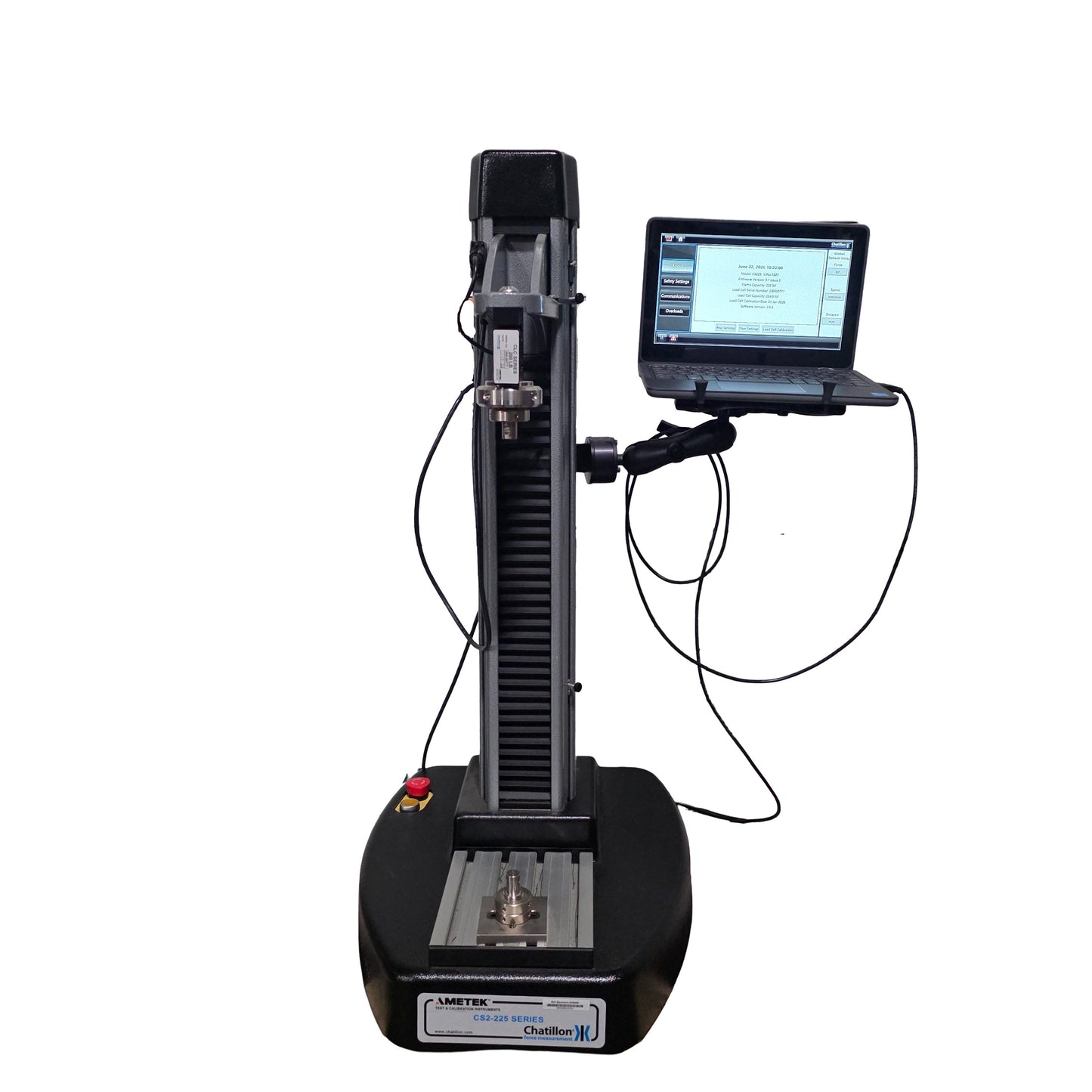 Used Chatillon CS225 Digital Force Tension Compression Tester 225lbf, 500mm, 115VAC