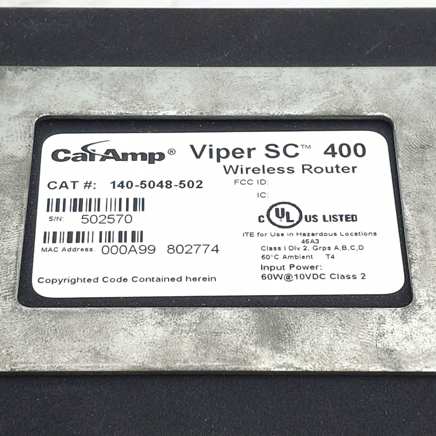 Used CalAmp 140-5048-502 Viper SC 400 Air Superiority Wireless Router, 450-512MHz UHF