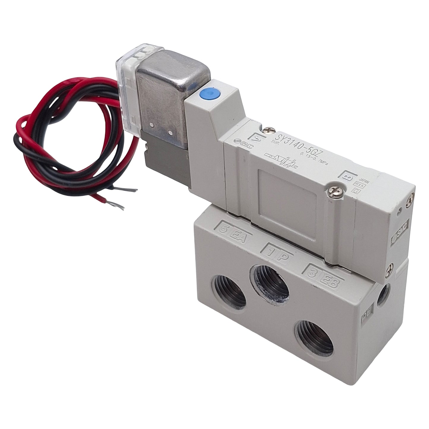 Used SMC SY3140-5GZ-01 Solenoid Valve, 5/2-Way, Rc1/8, 0.15-0.7MPa, 24VDC Coil