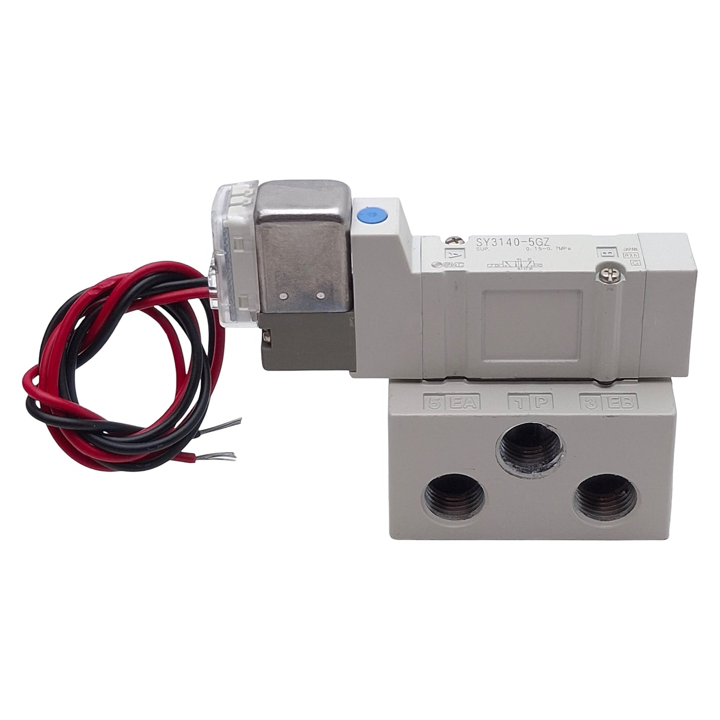 Used SMC SY3140-5GZ-01 Solenoid Valve, 5/2-Way, Rc1/8, 0.15-0.7MPa, 24VDC Coil