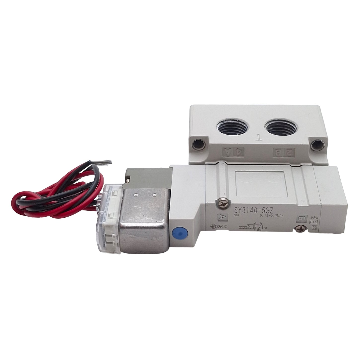 Used SMC SY3140-5GZ-01 Solenoid Valve, 5/2-Way, Rc1/8, 0.15-0.7MPa, 24VDC Coil