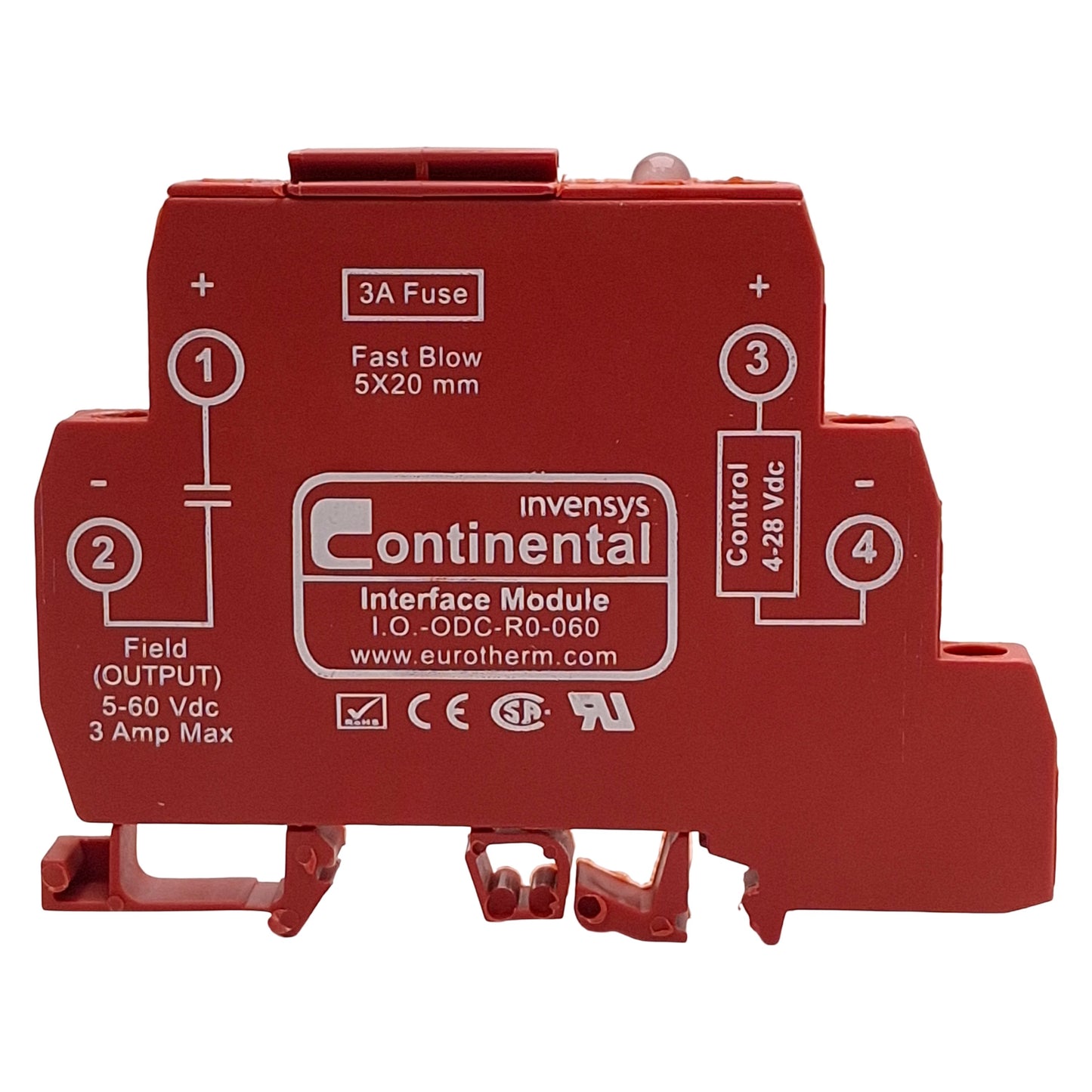 Used Continental I.O.-ODC-R0-060 Interface Module, 4-28VDC Control, 5-60VDC Output
