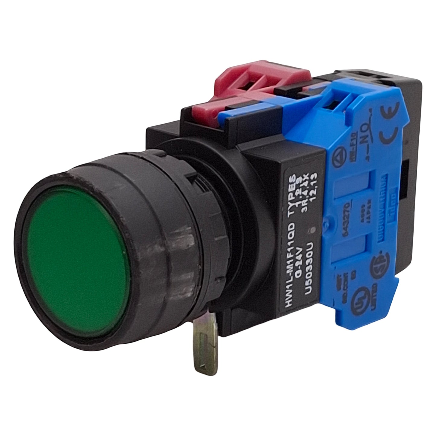 Used Idec HW1L-M1F11QD-G-24V Green Momentary Illuminated Pushbutton, 1NO+1NC, 24VDC