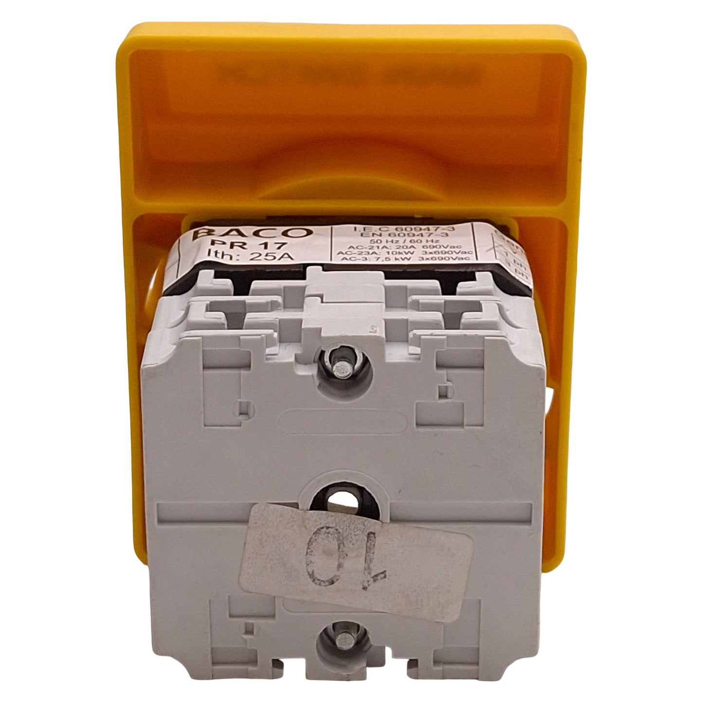 Used Baco SS3EV493A PR17 Rotary Disconnect Switch, 3-Pole, 16A, 10HP @ 3Ø 600VAC