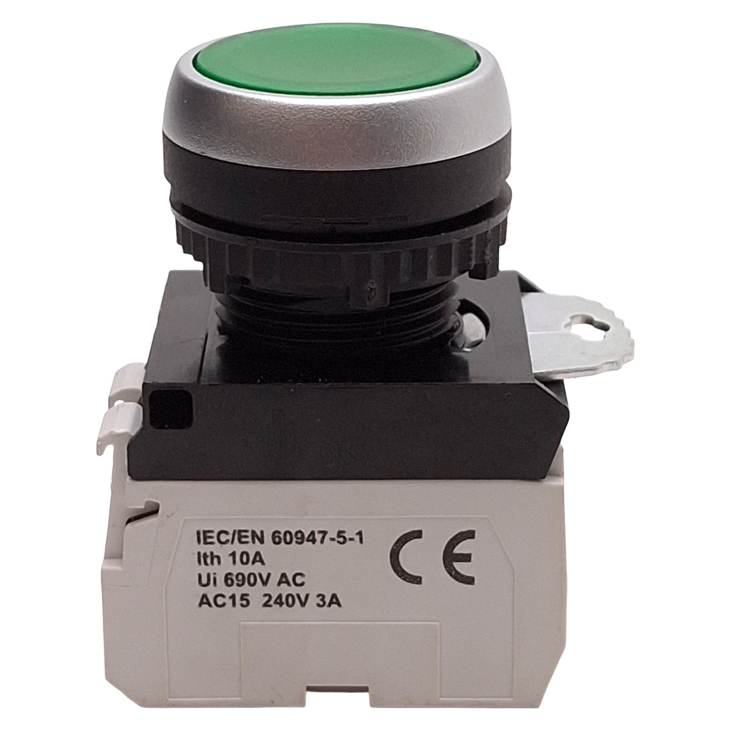 Used Baco L21CH20-3EAGL10 Green Illuminated Maintained Pushbutton, 1NO, 24VAC/DC LED