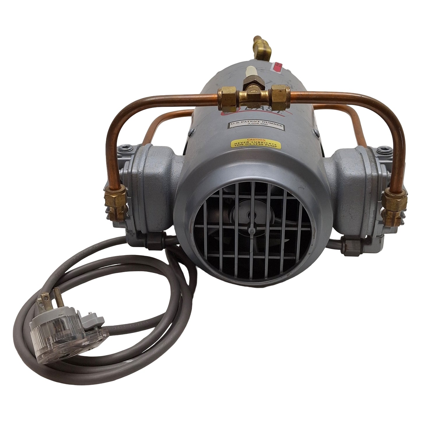 Used Gast 1VBF-22-M100X Oil-Less Piston Vacuum Pump, 1/6HP, 1725rpm, 115VAC
