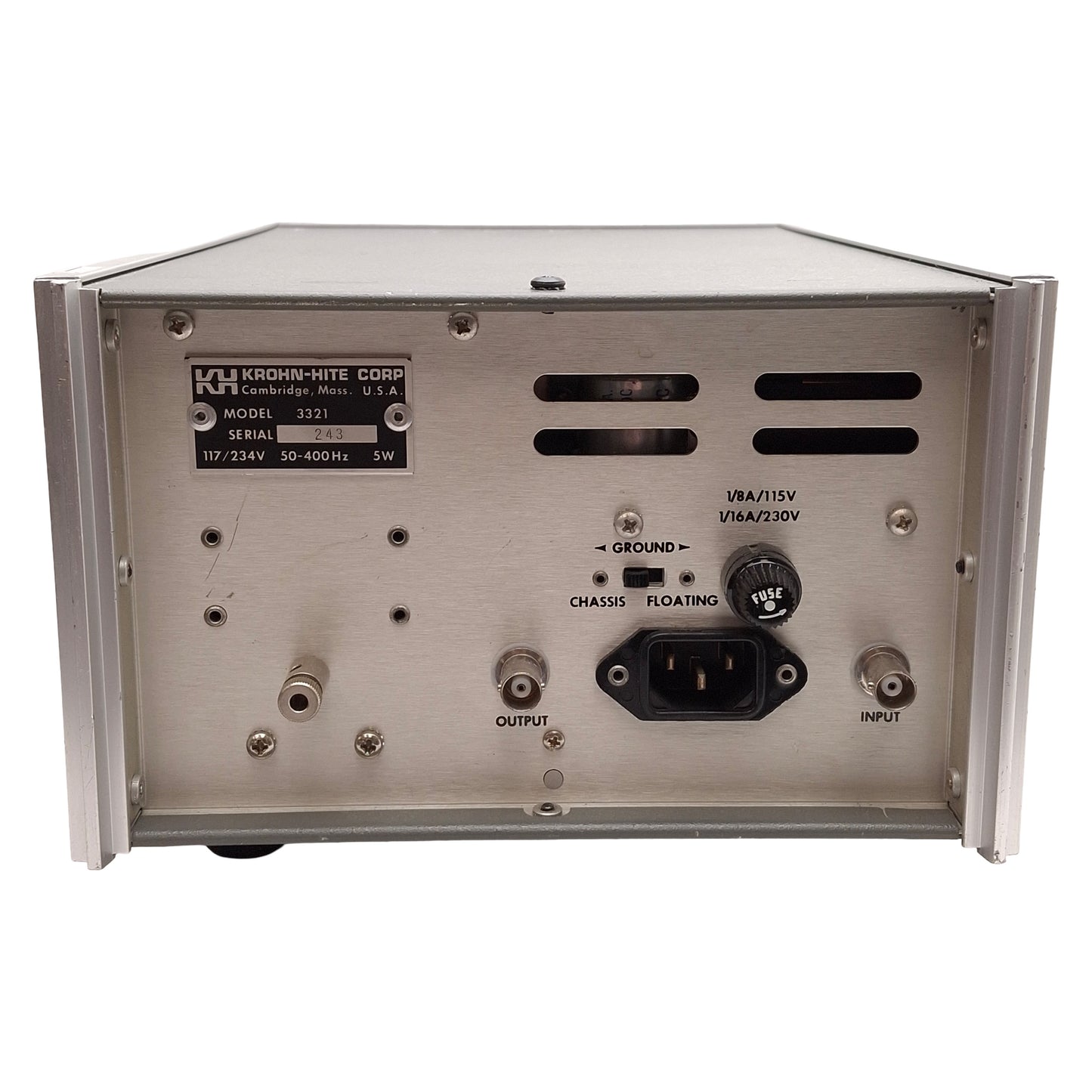 Used Krohn-Hite 3321 Variable Electronic Filter, 0.01Hz-99.9kHz 0/20dB BNC 115/230VAC