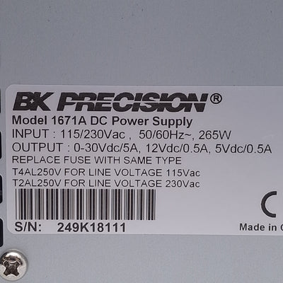 Used BK Precision 1671A DC Regulated Power Supply, 265W, 3 Outputs, 3-Digit LCD