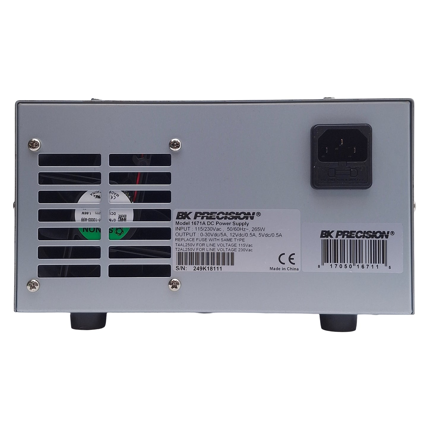 Used BK Precision 1671A DC Regulated Power Supply, 265W, 3 Outputs, 3-Digit LCD