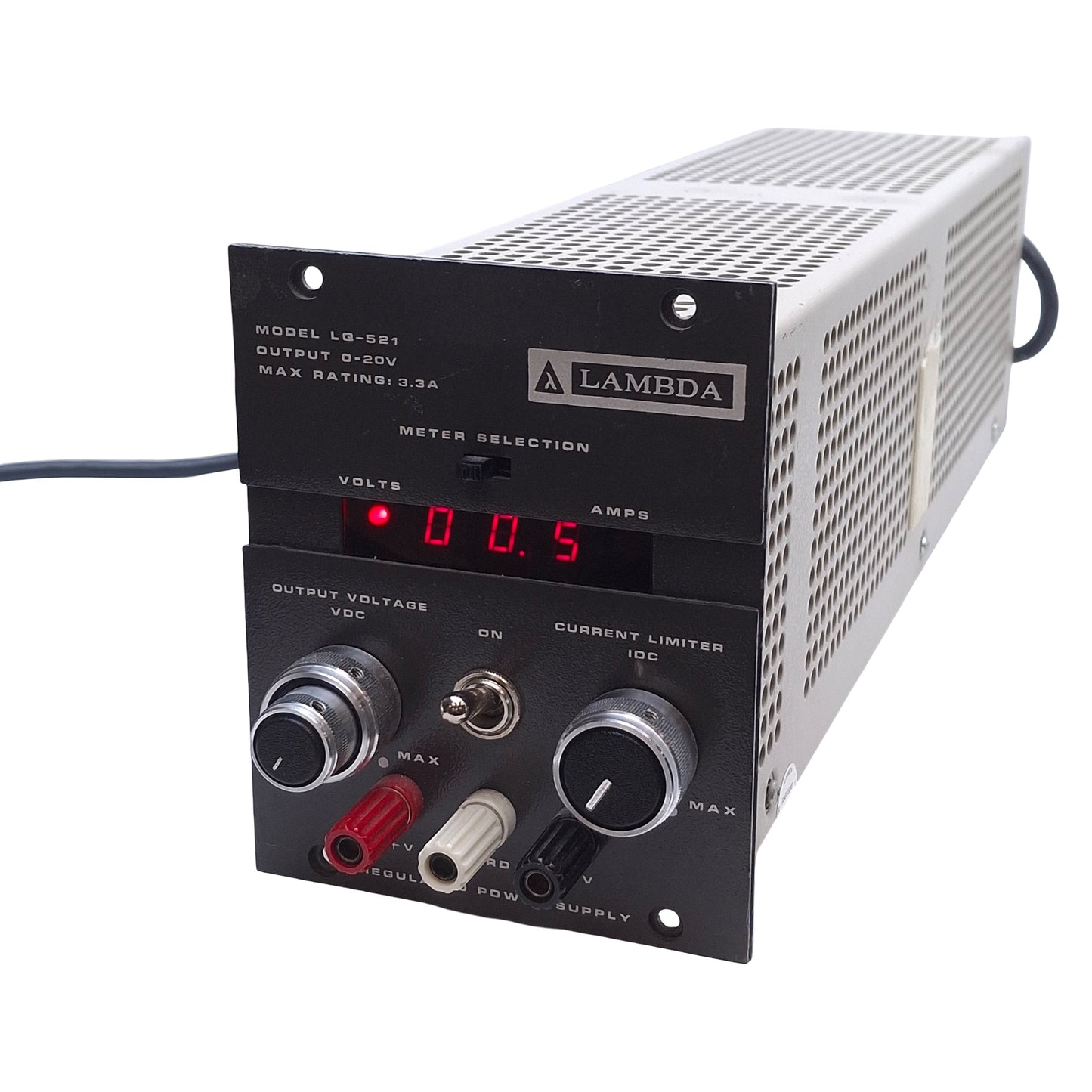 Used Lambda LQ-521 DC Power Supply, 66W, 0-20VDC 0-3.3A Output, 105-132VAC Input