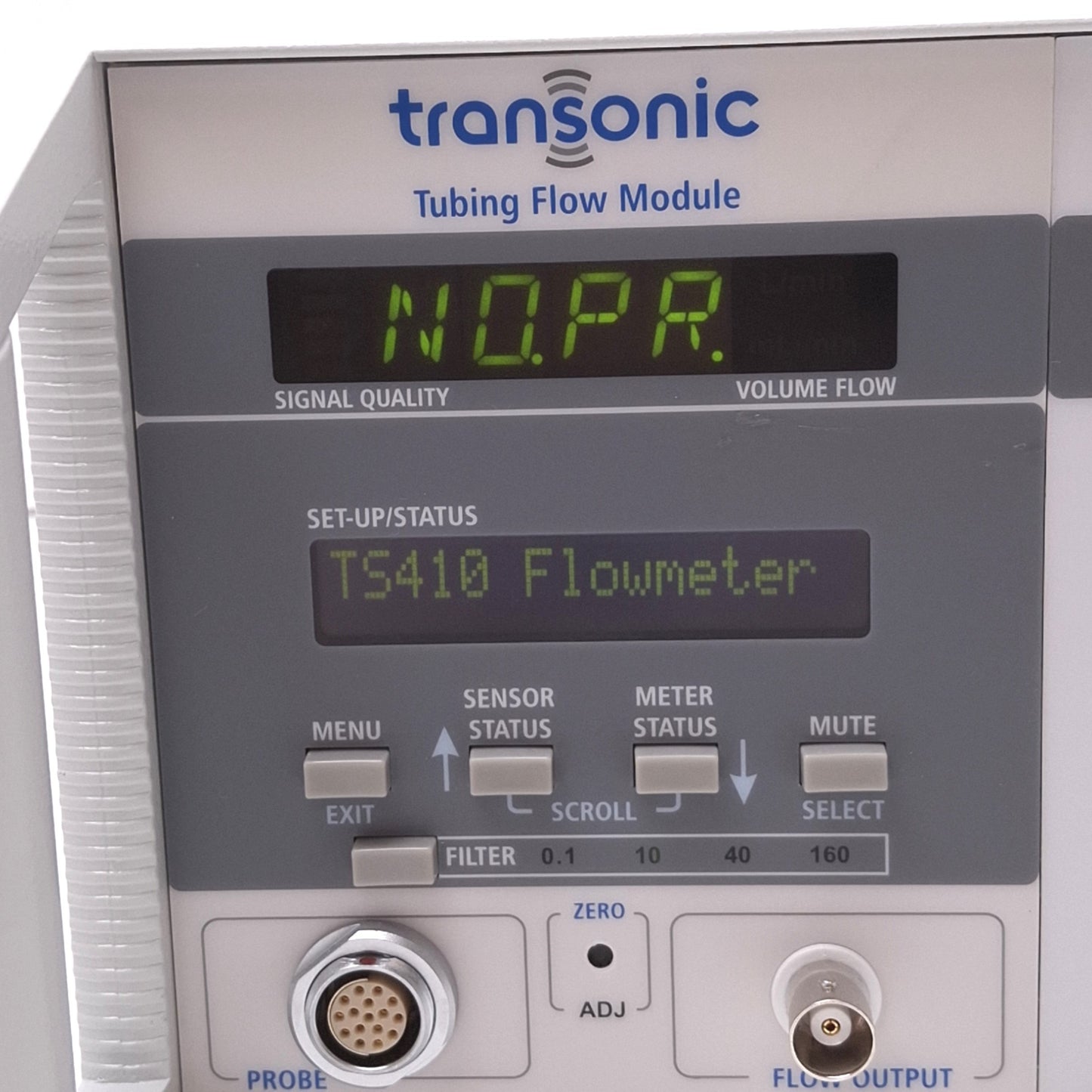 Used Transonic TS410 Tubing Flow Module w/ T402 Console, 0.01-10000mL/min, 100-240VAC