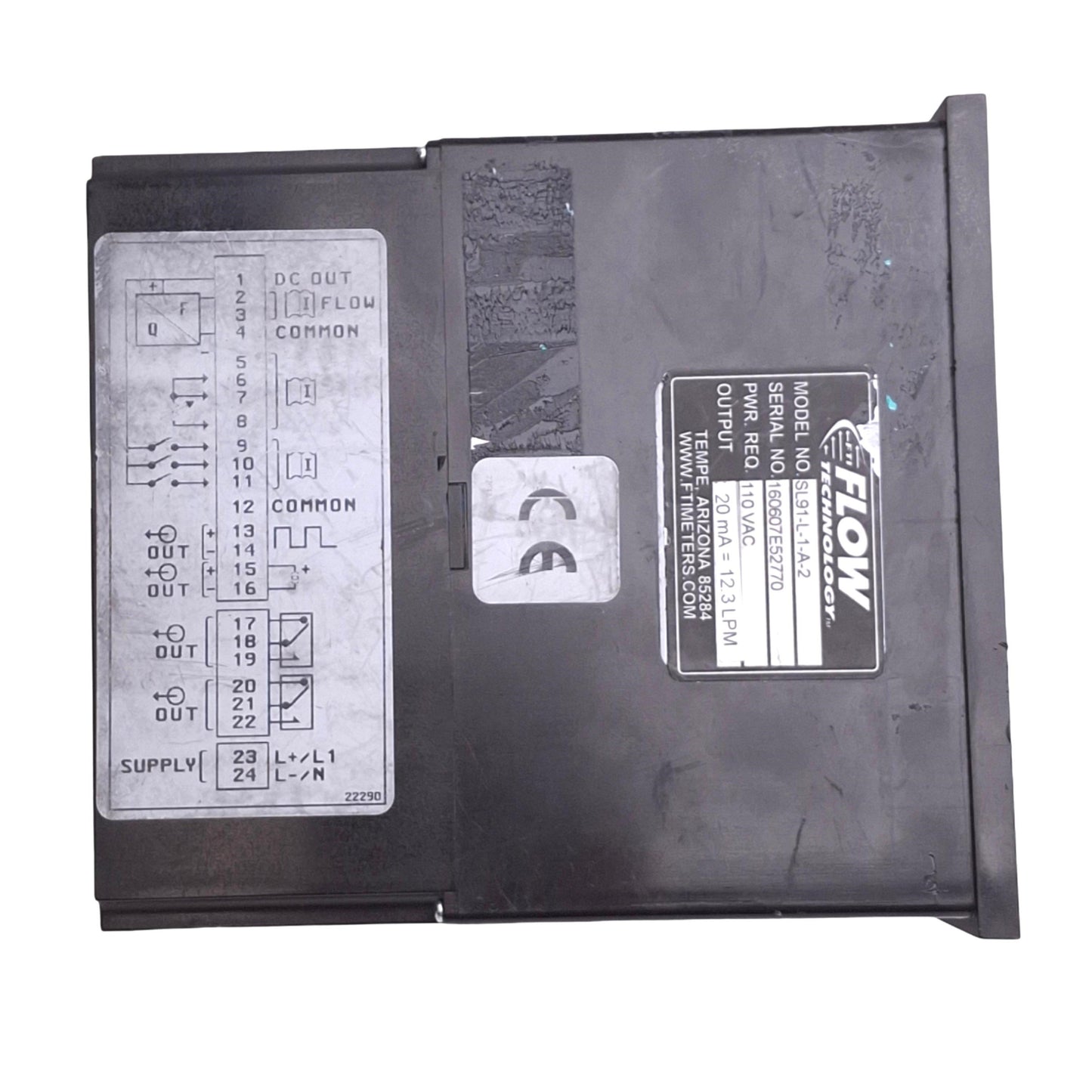 Used Flow Technology SL91-L-1-A-2 Flow Computer, 20mA 12.3Lpm, 110VAC, RS232