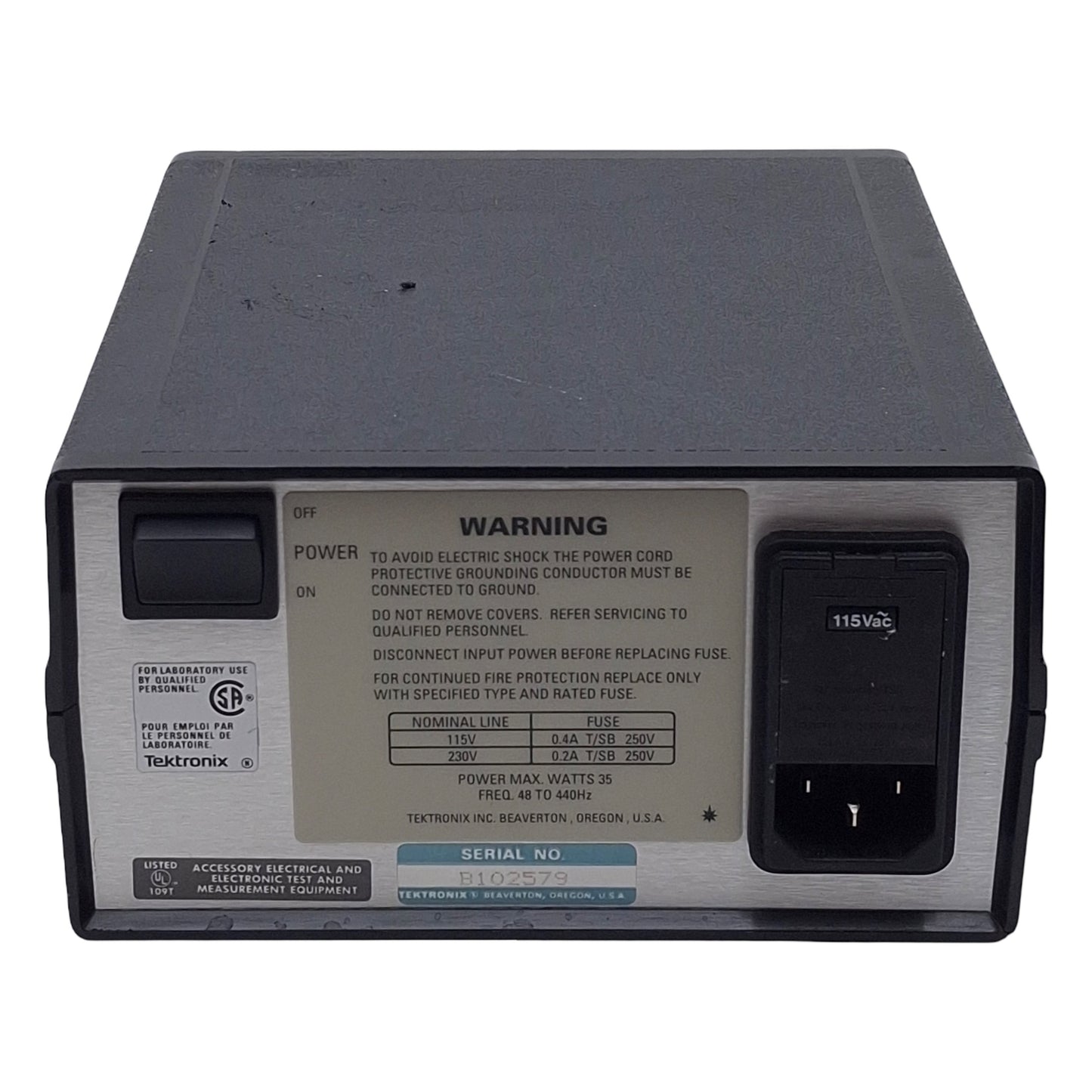 Used Tektronix 1101A Oscilloscope Power Supply, 115/230VAC In, +15/-15/+5/-5VDC Out