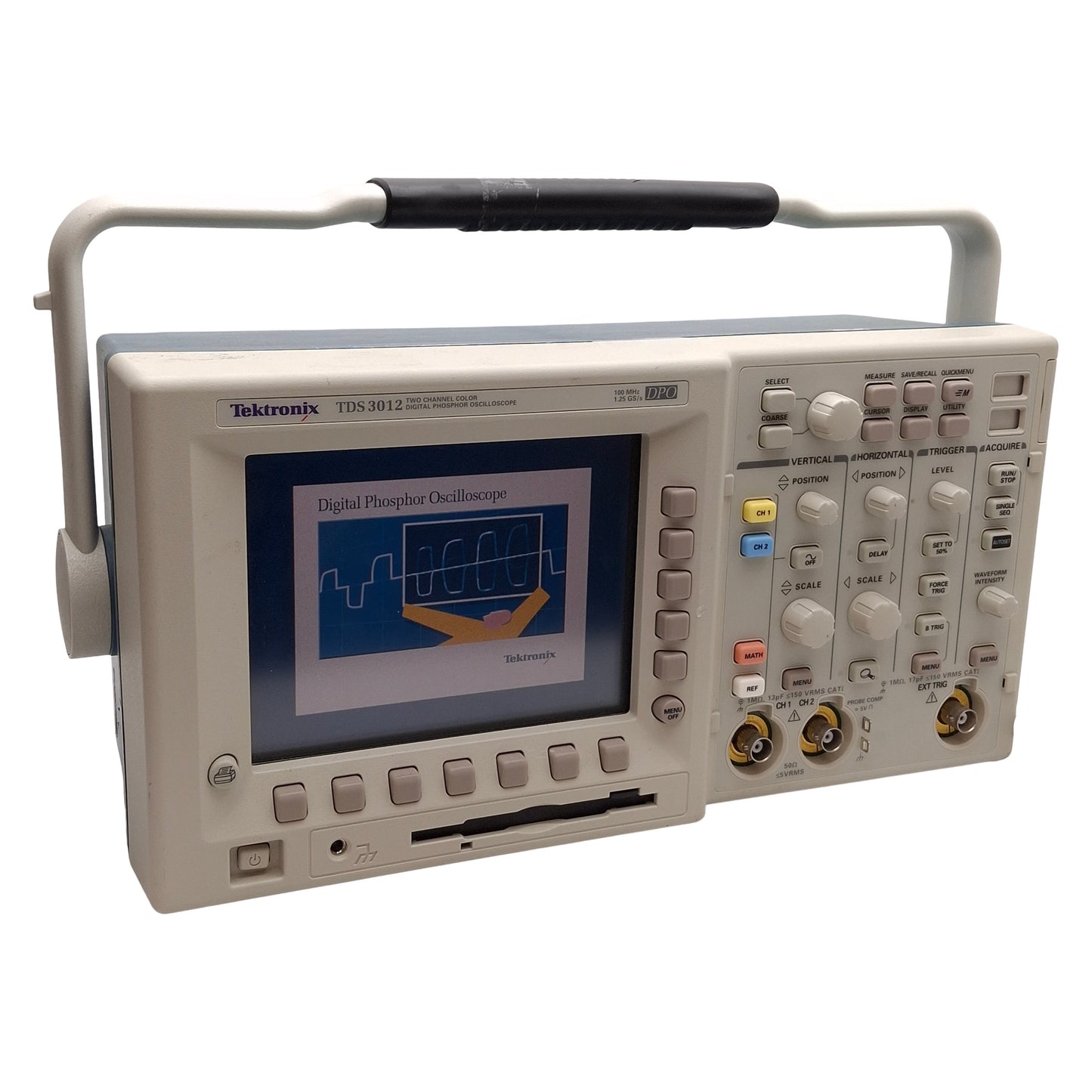 Used Tektronix TDS 3012 Two Channel Color Digital Phosphor Oscilloscope *Battery*
