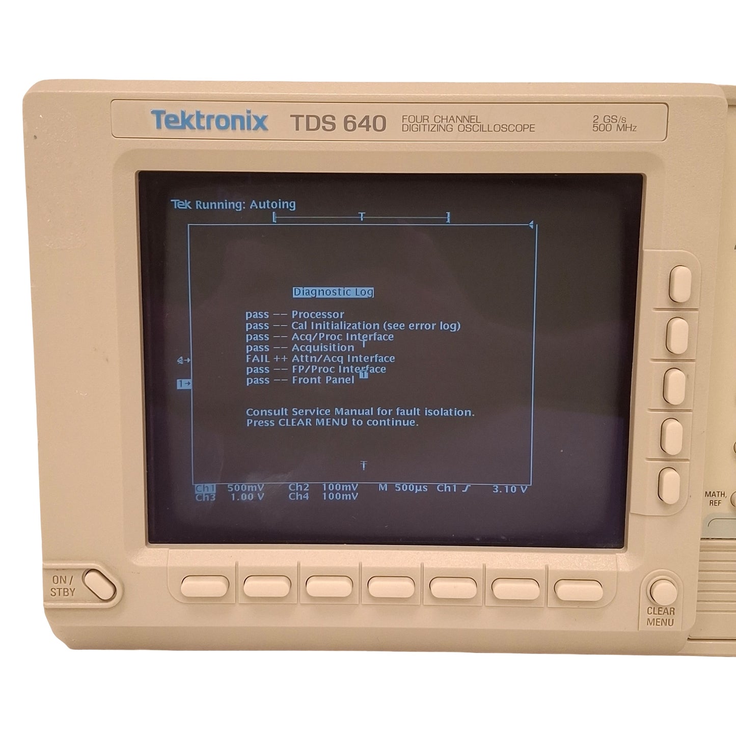 Used Tektronix TDS640 Digitizing Oscilloscope 4-Channel, 500Mhz, 2GS/s, 90-250VAC