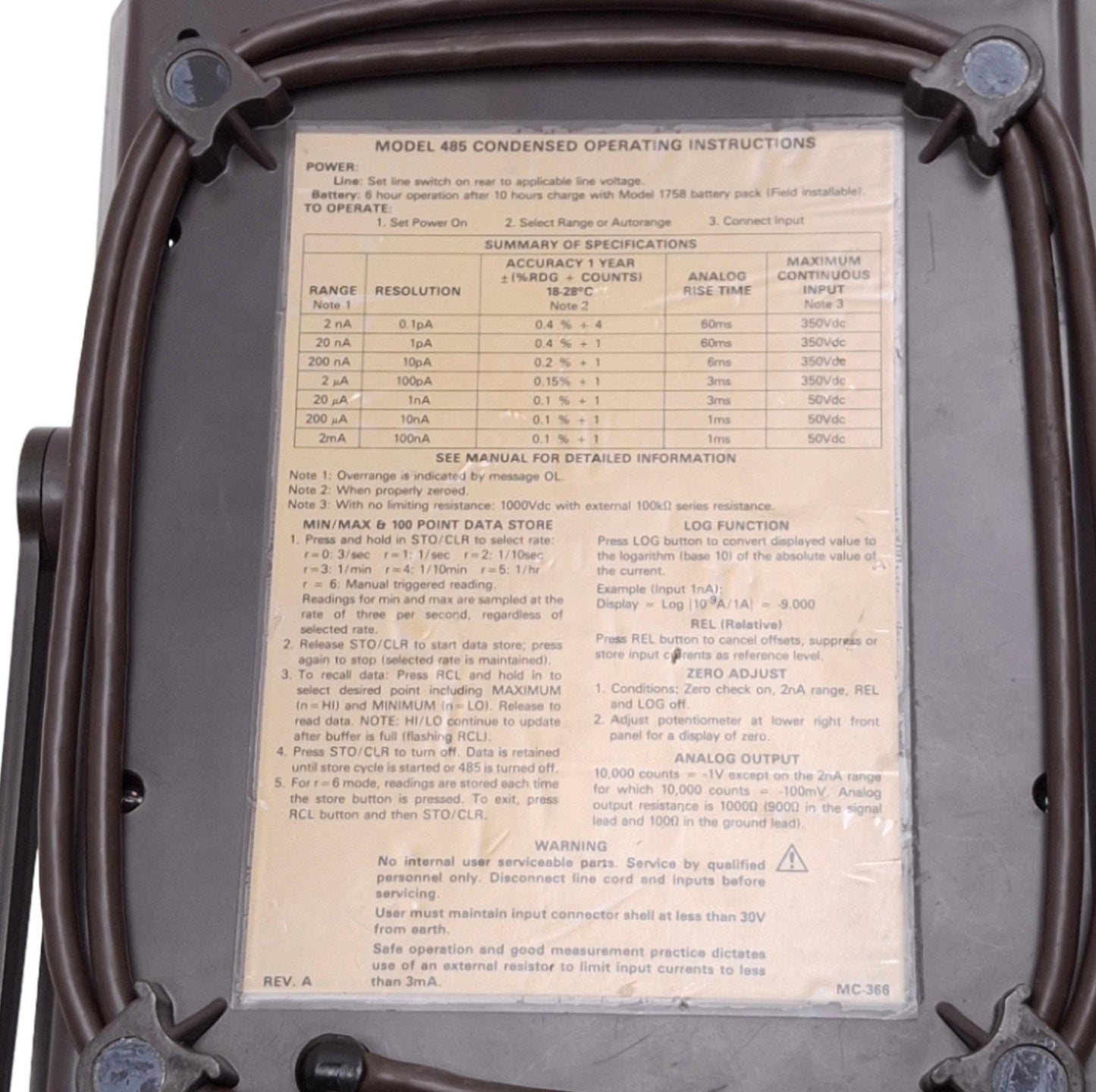 Used Keithley 485 Autoranging Picoammeter, 4.5-Digit 2nA-2mA, IEEE-488 GPIB