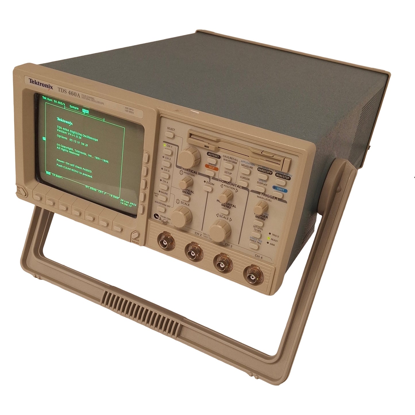 Used Tektronix TDS460A Digitizing Oscilloscope 90-250VAC, 4-Channel, 400MH/z, 100MS/s