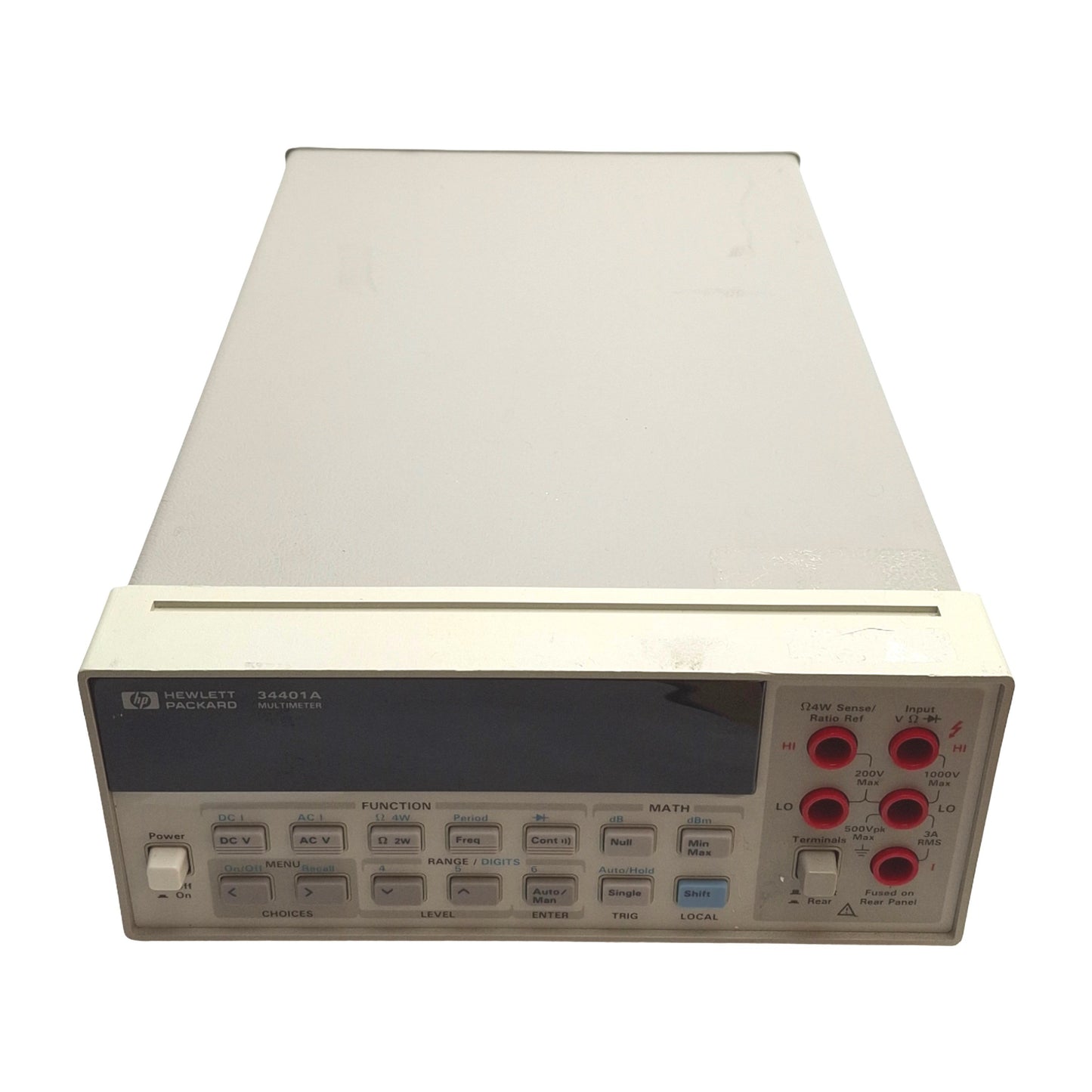 Used HP 34401A Lab Multimeter, Voltage, Current, 2/4-Wire Resistance, 120/240VAC