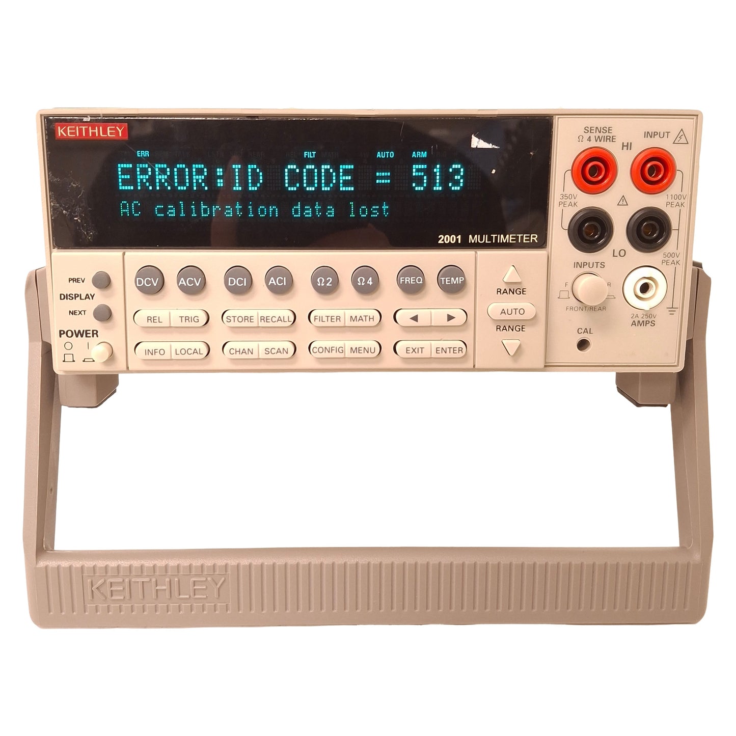 Used Keithley 2001 Multimeter 7-1/2 Digit, 200uA-2A, 1Hz-15MHz *Error 513 & 514*