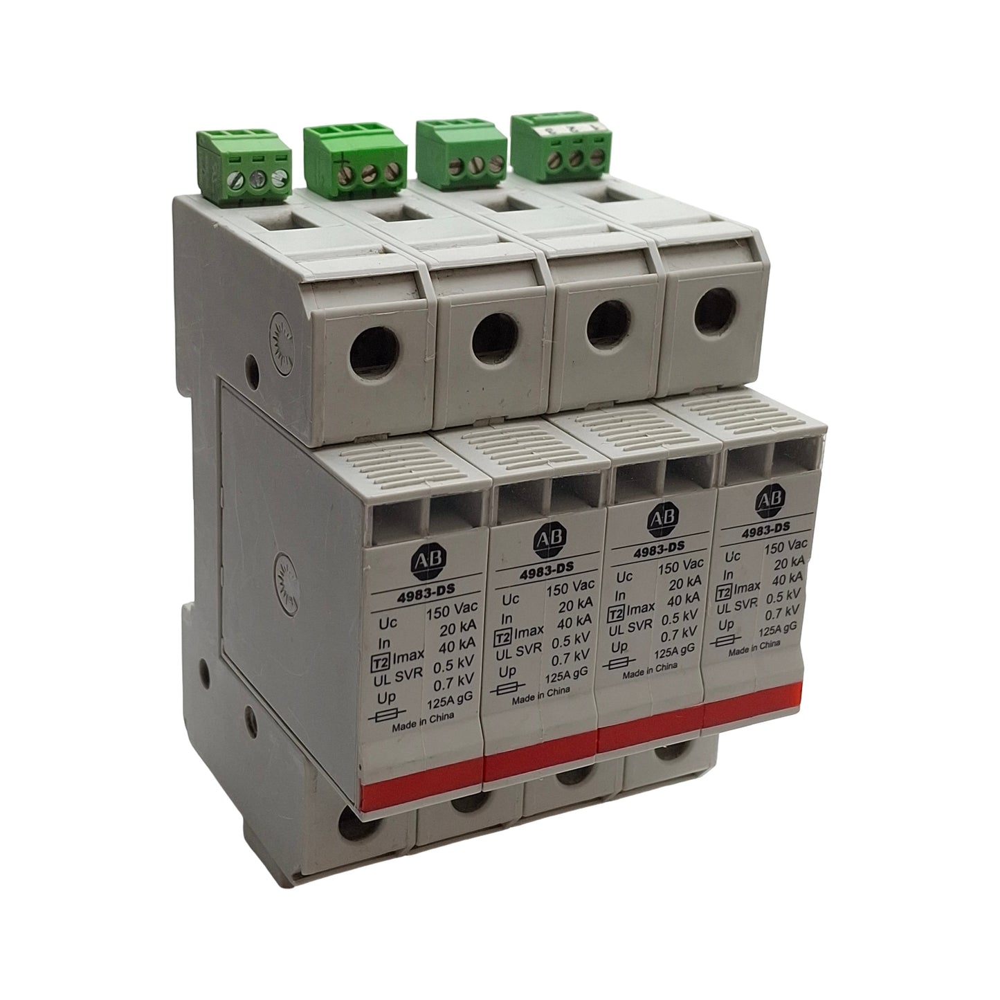 Used Allen Bradley 4983-DS120-404 Surge Protector Device, 4-Pole, 150VAC 40kA Max