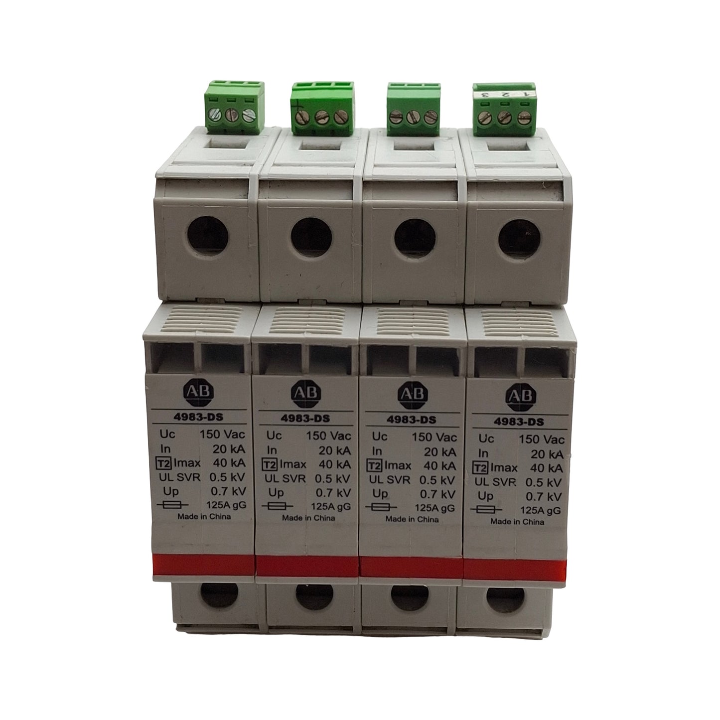 Used Allen Bradley 4983-DS120-404 Surge Protector Device, 4-Pole, 150VAC 40kA Max