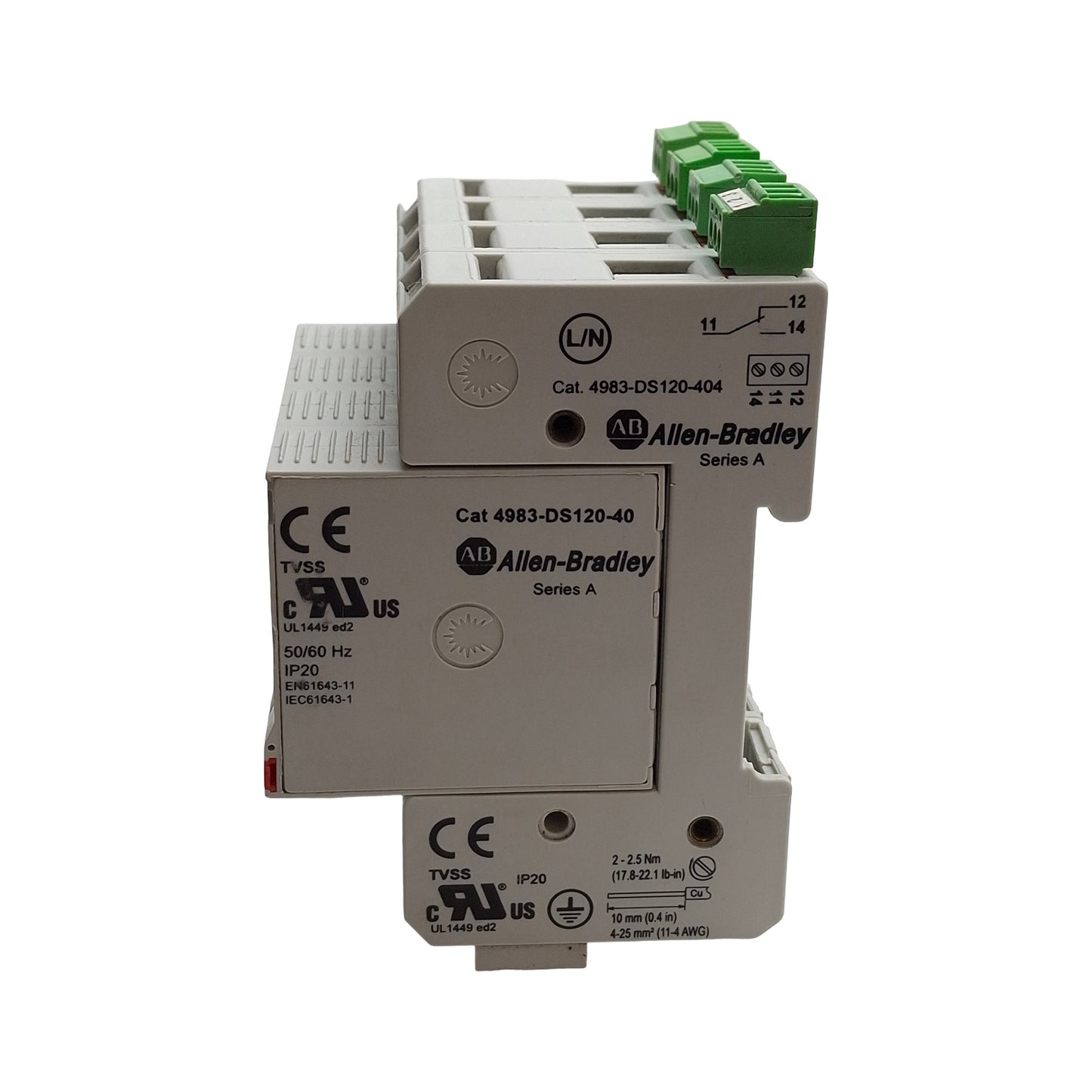 Used Allen Bradley 4983-DS120-404 Surge Protector Device, 4-Pole, 150VAC 40kA Max
