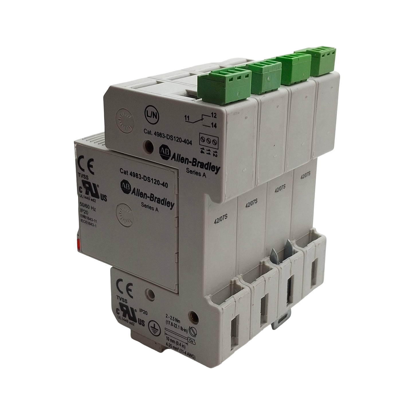 Used Allen Bradley 4983-DS120-404 Surge Protector Device, 4-Pole, 150VAC 40kA Max