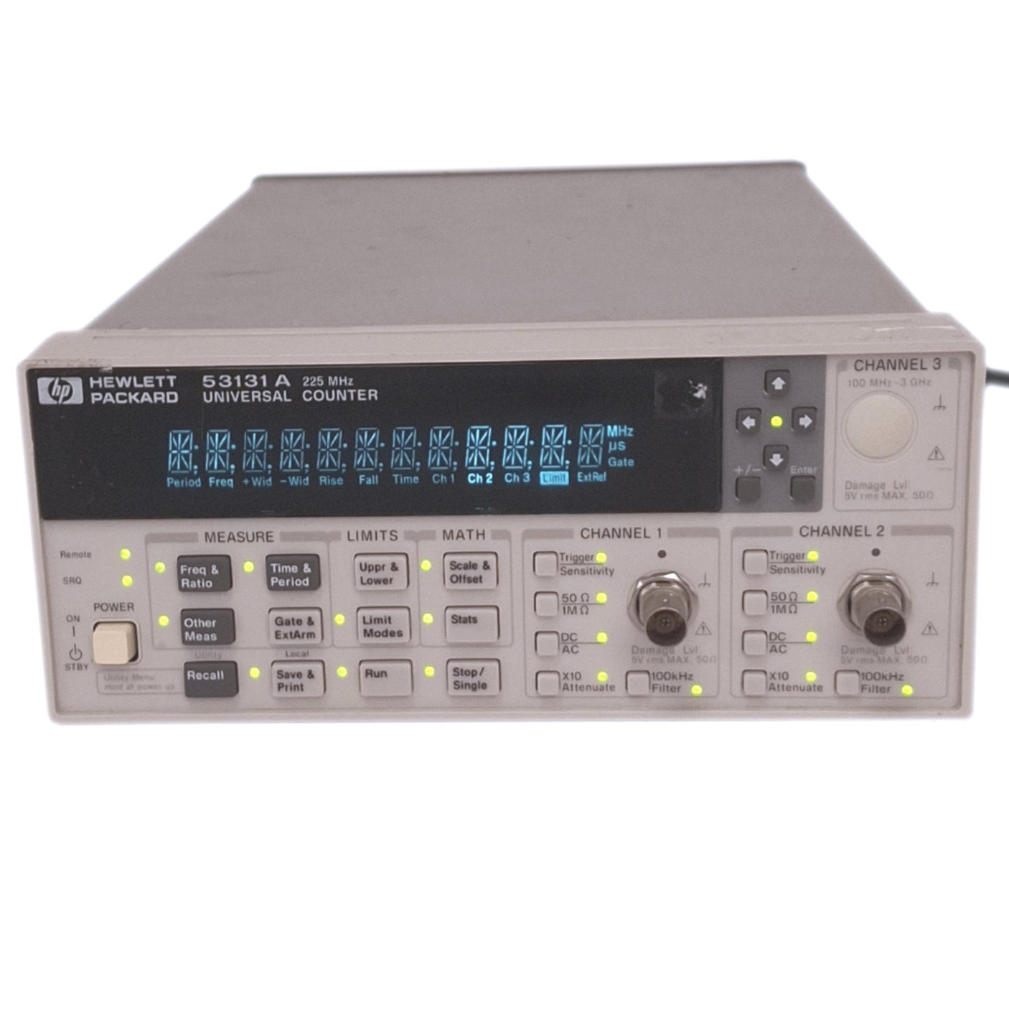 Used HP 53131A Universal Counter, 225MHz 2-Channel, 10digit/s, GPIB RS232, 100-240VAC