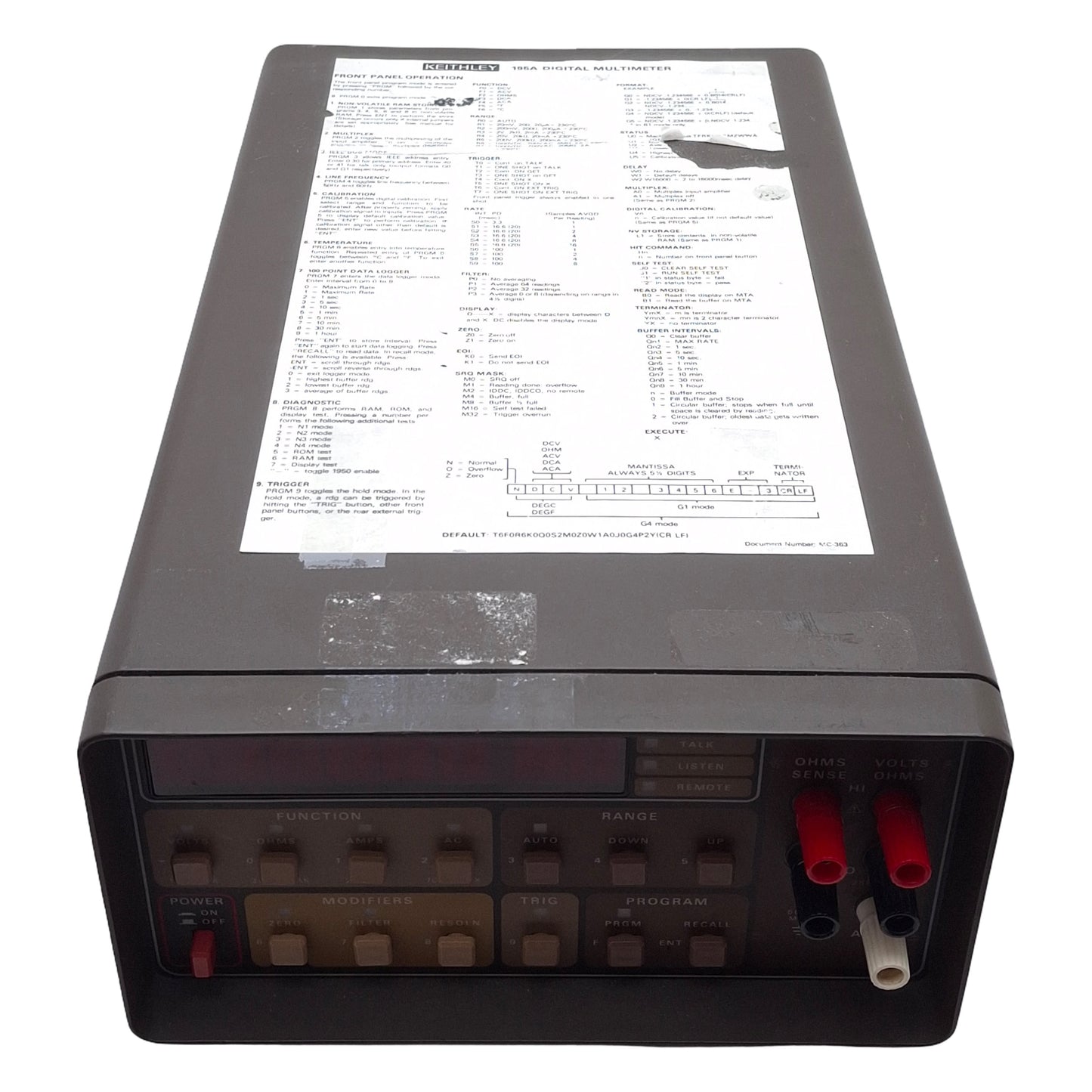 Used Keithley 195A Digital Multimeter, 5-1/2 Digit, 20µ-2A, 20mV-1000VDC/200mV-700VAC