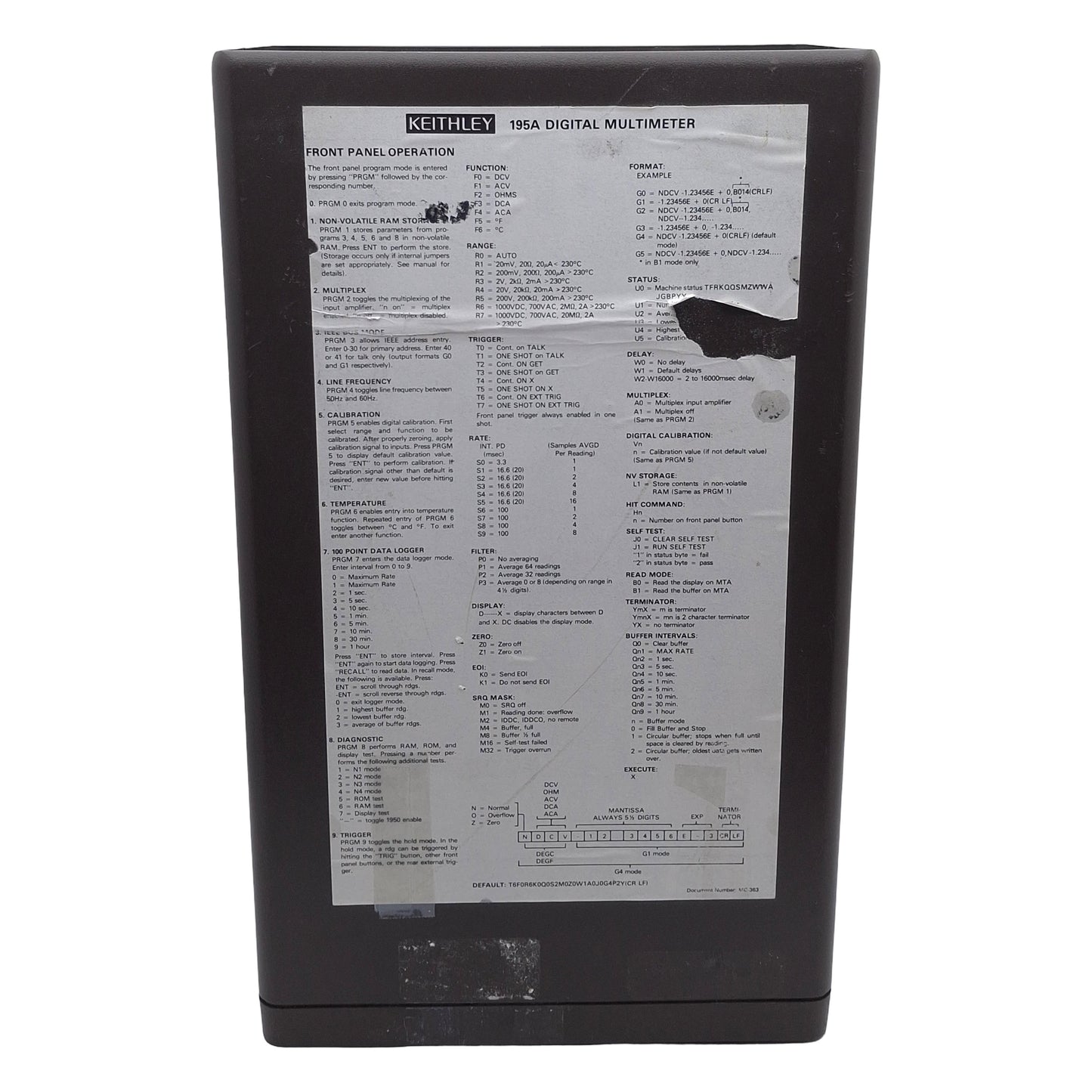 Used Keithley 195A Digital Multimeter, 5-1/2 Digit, 20µ-2A, 20mV-1000VDC/200mV-700VAC