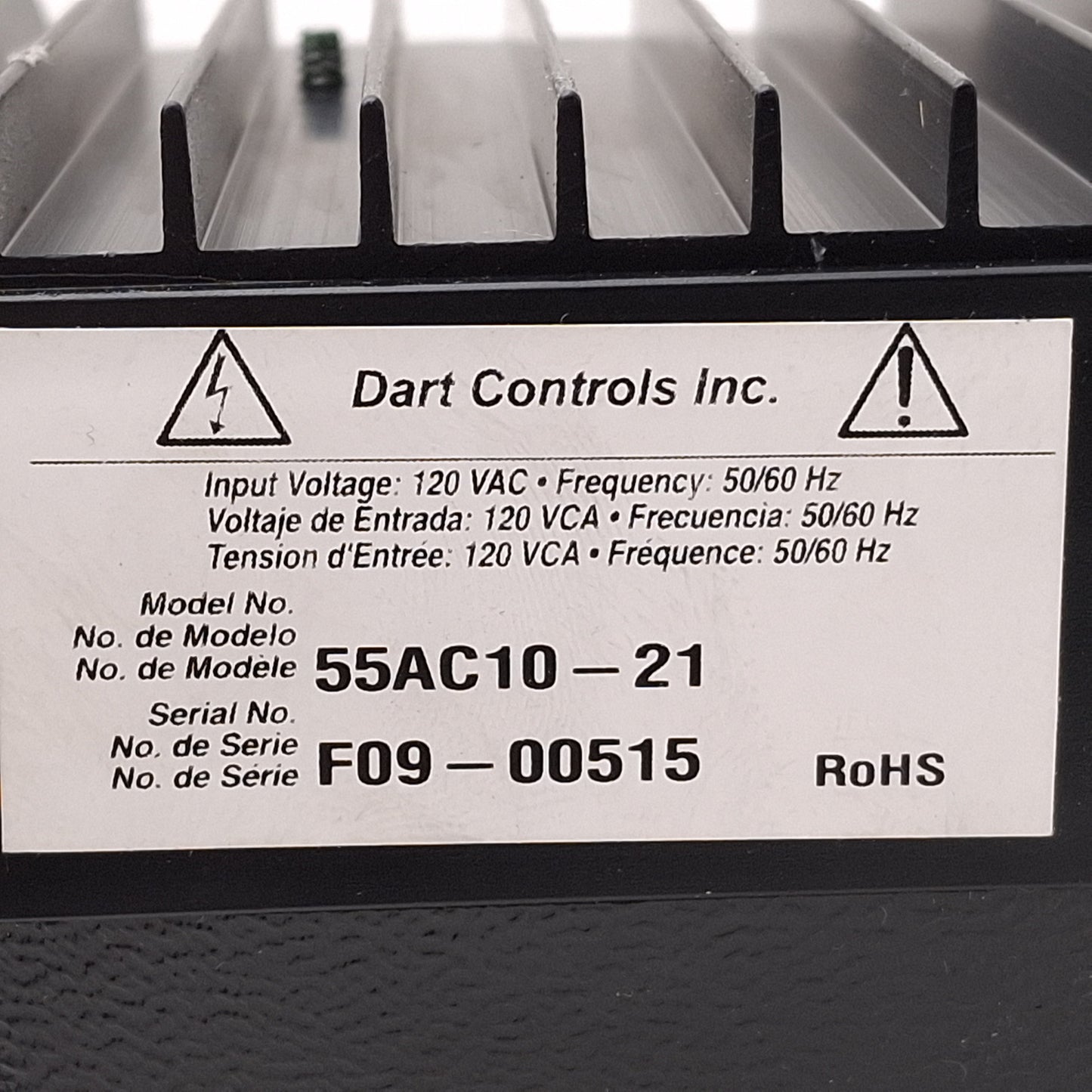 Used Dart Controls 55AC10-21 Triac Variable AC Voltage Supply 0-120VAC 10A, NEMA 5-15