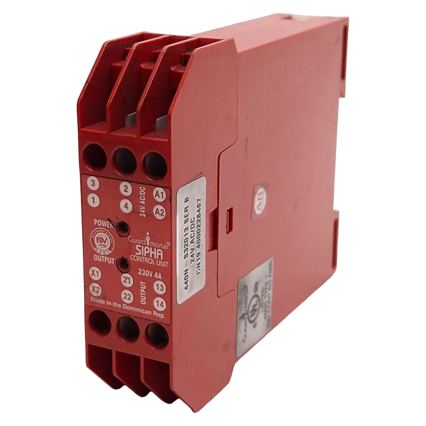 Used Allen Bradley 440N-S32013 Guardmaster Sipha 1 Control Unit, 1NO+1NC, 24VAC/DC
