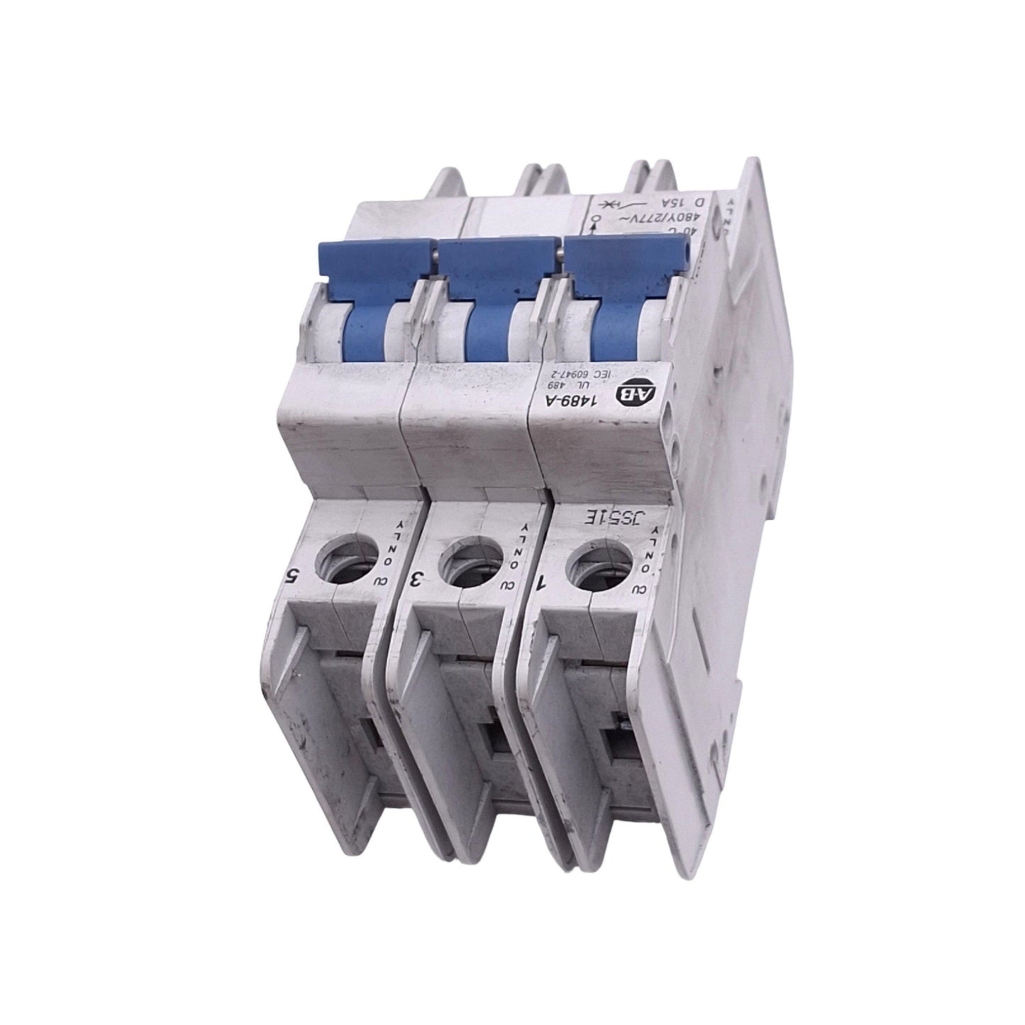 Used Allen Bradley 1489-A3D150 Circuit Breaker, 3-Pole 15A, 480Y/277VAC Max