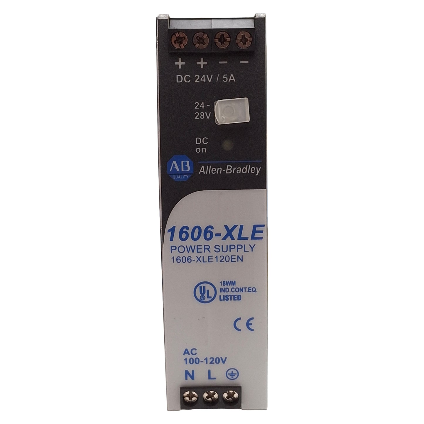 Used Allen Bradley 1606-XLE120EN PLC Power Supply, 120W, 24-28VDC OUT, 100-120VAC IN