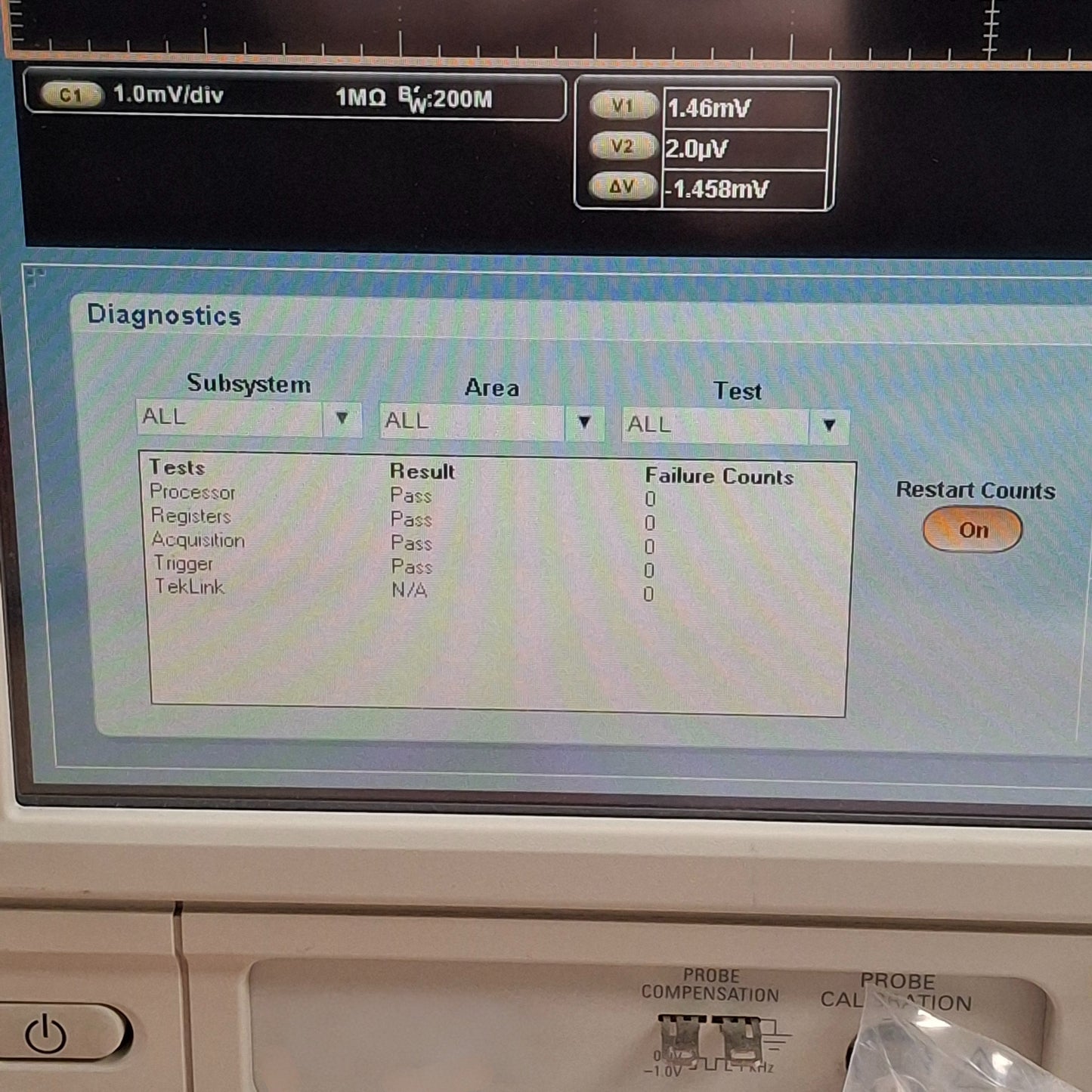 Used Tektronix DPO7054 Digital Oscilloscope 4-Ch Analog 500MHz Bandwidth, 100-240VAC