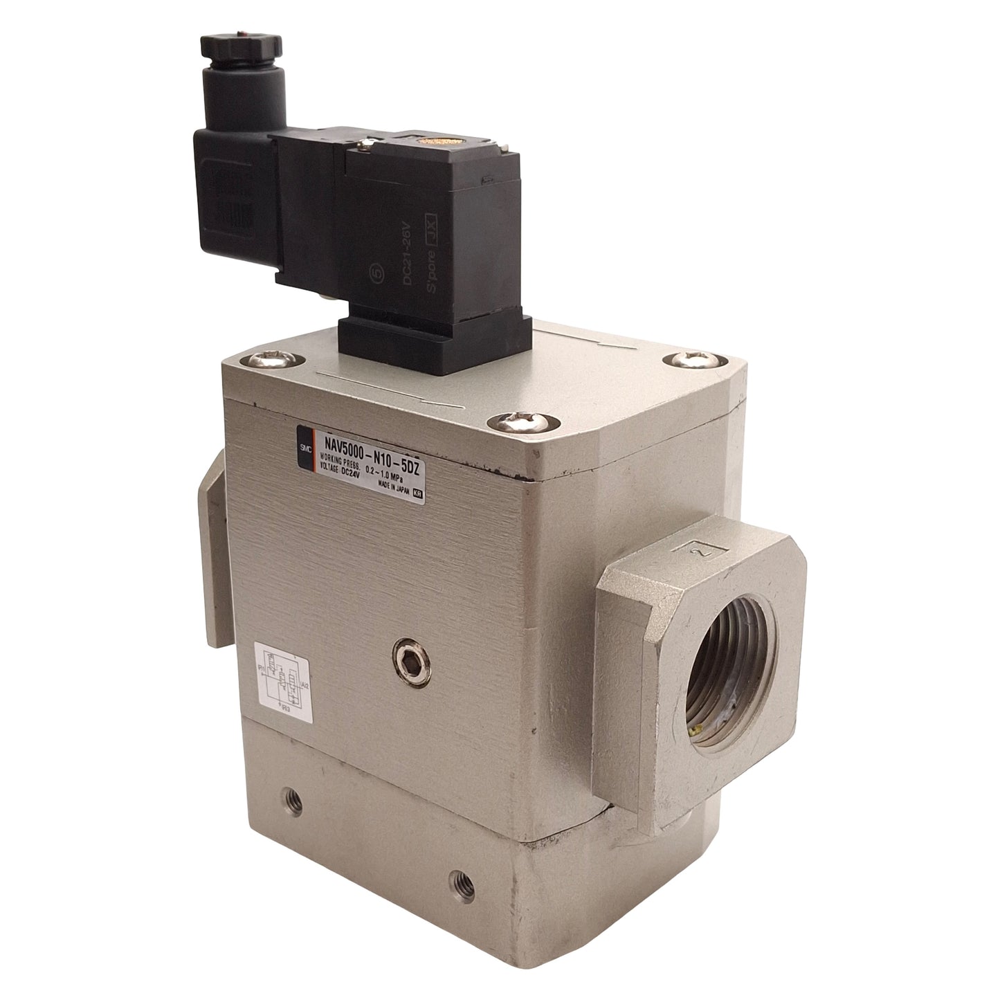 Used SMC NAV5000-N10-Z Pneumatic Soft Start Valve, 0.2-1.0MPa, 1in NPT, 24VDC Coil