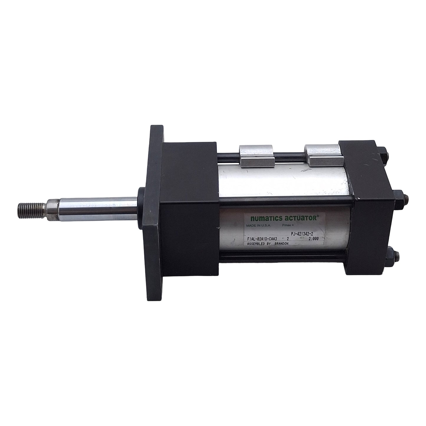Used Numatics F1AL-02A1D-CAA3 Pneumatic Cylinder, ø2in Bore, 2in Stroke, 3/8in NPT