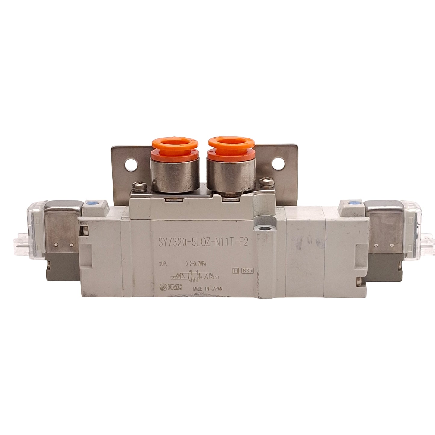 Used SMC SY7320-5LOZ-N11T-F2 Solenoid Valve, 3-Position Closed Center, 24VDC Coils