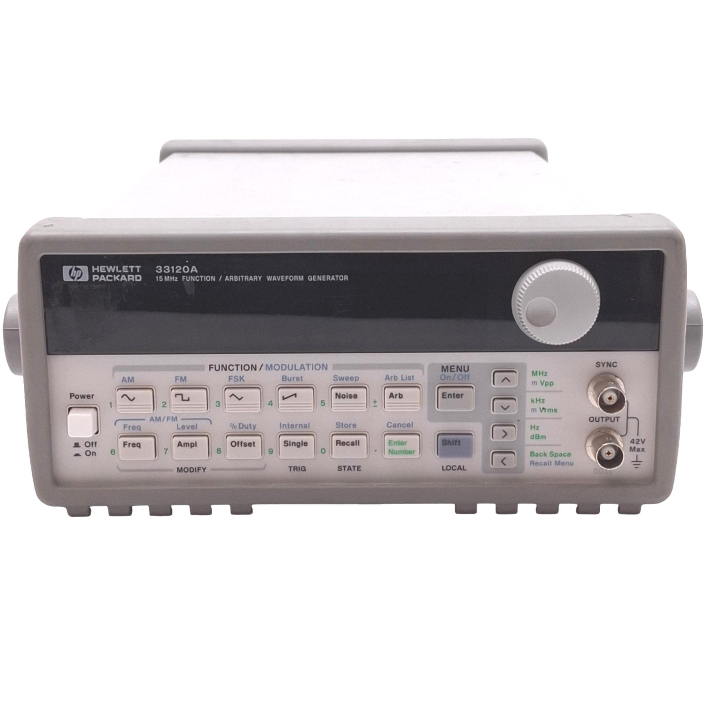 Used HP 33120A Function/Arbitrary Waveform Generator, 15MHz, 12-bit 40MSa/s, 120VAC