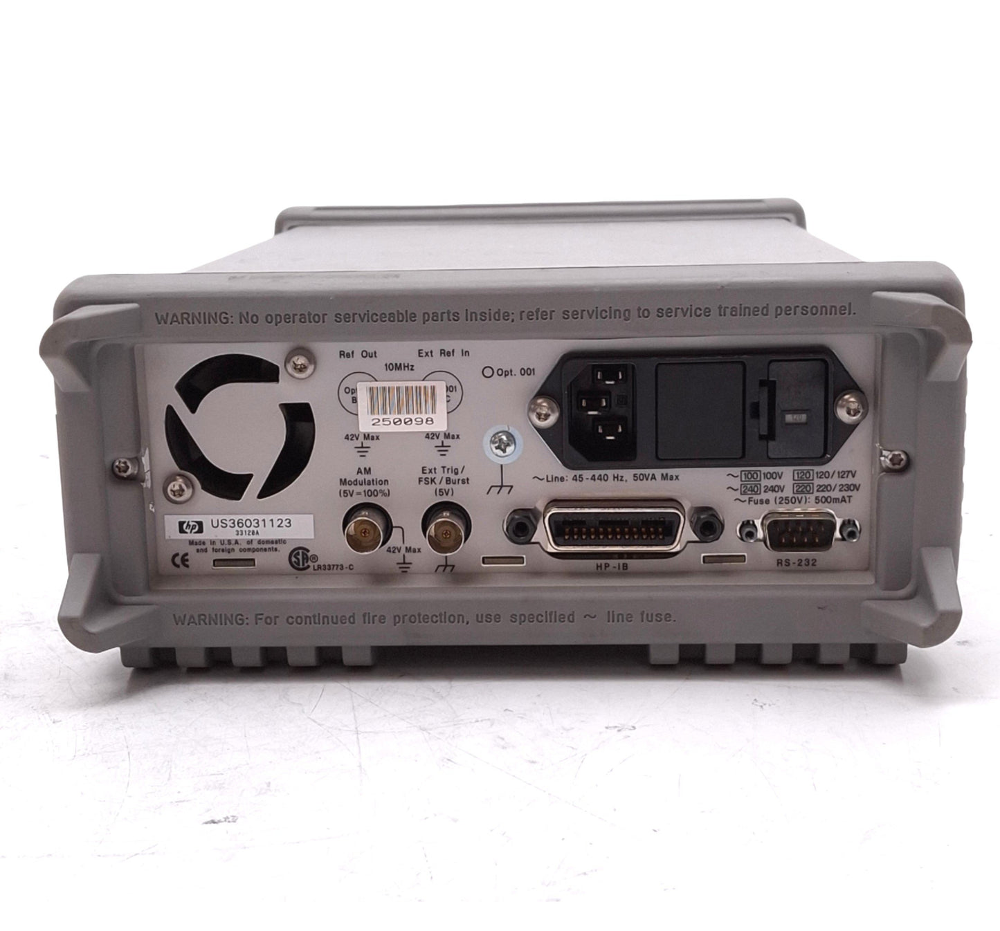 Used HP 33120A Function/Arbitrary Waveform Generator, 15MHz, 12-bit 40MSa/s, 120VAC