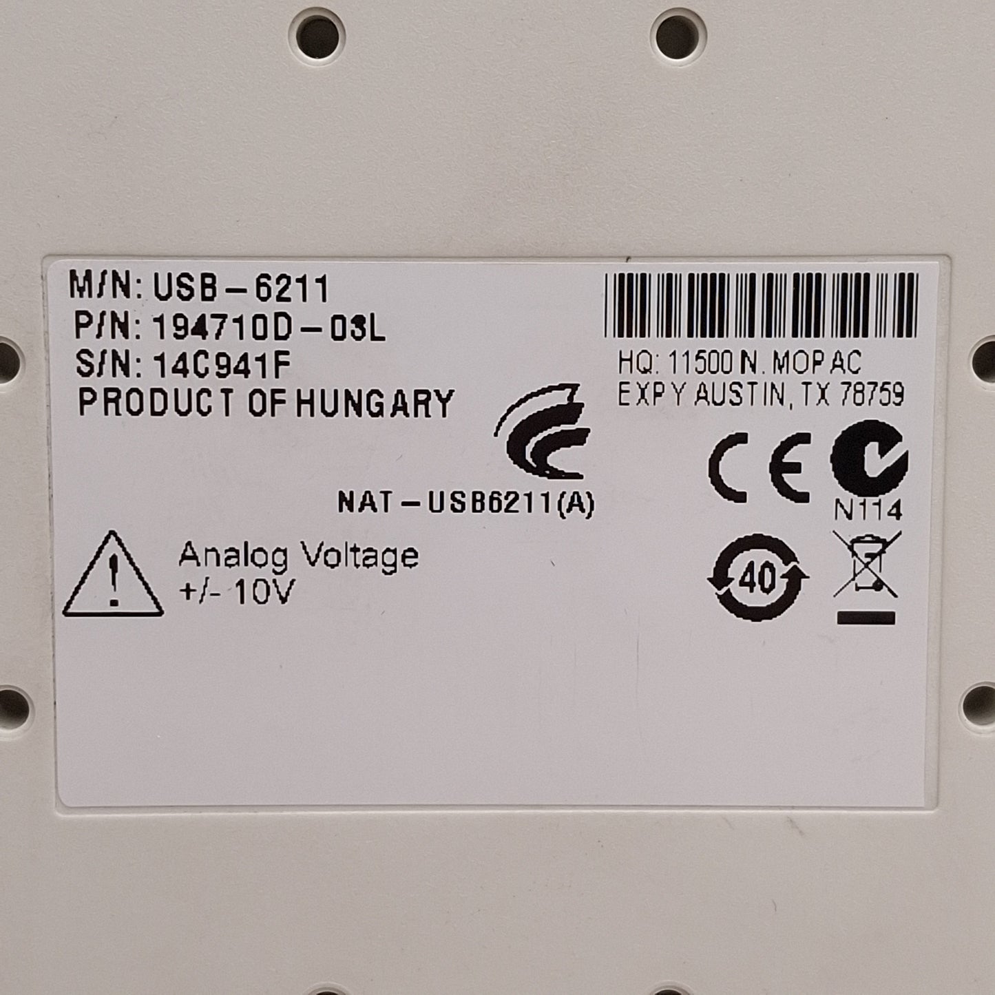 Used NI USB-6211 Multifunction I/O DAQ Device, 16-Inputs, 16-bit, 250kS/s, ±10V