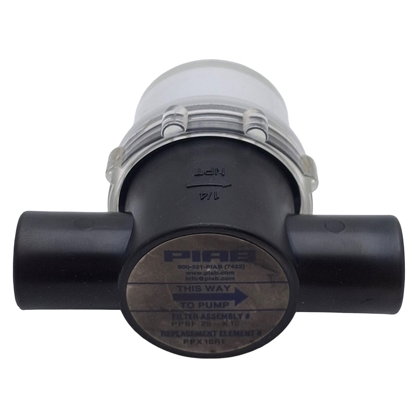 Used Piab PPSF.25-X10 0128409 Vacuum Filter, 1/4in NPT F, 10µm, 2.97scfm, -14.5~0psi
