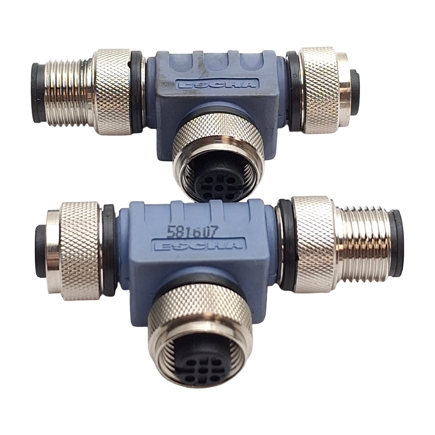 Used Lot of 2 Turck RSC 2RKC 57 Eurofast Connector Tee, 2 Female to 1 Male, M12 5-Pin